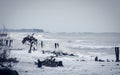 View of Stormy sea weather on very severe tropical cyclonic storm Bulbul that lashed and struck West Bengal and Bangladesh causing Royalty Free Stock Photo