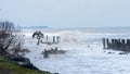 View of Stormy sea weather on very severe tropical cyclonic storm Bulbul that lashed and struck West Bengal and Bangladesh causing Royalty Free Stock Photo