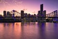 View of Story Bridge and CBD area in Brisbane at sunset, view from Wilson Outlook Reserve Royalty Free Stock Photo