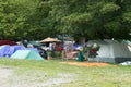 View of Strathcona Park in downtown Vancouver full of tents and homeless people