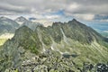 View from Strbsky stit mountain in High Tatras towards Satan peak