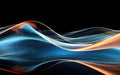 View of streamlined glowing energy waves or flames of different colors over a black background Royalty Free Stock Photo