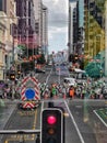 A view on a street in the Auckland CBD in New Zealand on a summer day Royalty Free Stock Photo