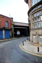 View on a street and a bridge over it in newcastle north east england united kingdom