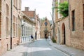 View of a street in Bruges, Belgium, with historical buildings on a sunny summer day Royalty Free Stock Photo