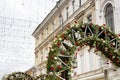 View of street decorations with lights Royalty Free Stock Photo