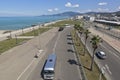 View of the street of the Enlightenment and promenade in the resort settlement Adler from the lookout Railway Station