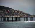 View street fence by the Mediterranean Sea with cascade houses in Alanya city