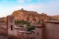 View from street on the fortified town of Ait ben Haddou near Ouarzazate on the edge of the sahara desert in Morocco Royalty Free Stock Photo