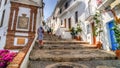 View of a street in frigiliana, pueblo blanco, spain Royalty Free Stock Photo