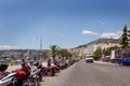 View of street near the harbor in Cavala, Greece