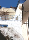 View from the street; Neorio town on Poros island, Greece Royalty Free Stock Photo