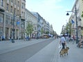 View of street pavement in Lodz. Urban architecture. City life in Lodz