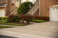 View of a street showing houses and garden