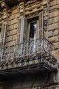 view from the street on the walls of different buildings windows balconies of Europe Royalty Free Stock Photo