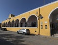 view of street in yellow town Izamal