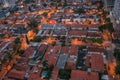 View of the streets lights and house roofs in the early morning lights, at the city of SÃÂ£o Paulo.