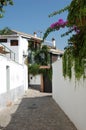 View of the streets and old buildings of Granada in Andalusia (Spain). El Albaicin (or Albayzin) Royalty Free Stock Photo