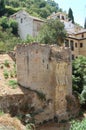 View of the streets and old buildings of Granada historic city of Andalusia (Spain). Old bridge over the river Darro Royalty Free Stock Photo