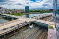 View of streets and railroad tracks along the Schuylkill River in Philadelphia, Pennsylvania Royalty Free Stock Photo