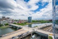 View of streets and railroad tracks along the Schuylkill River in Philadelphia, Pennsylvania Royalty Free Stock Photo