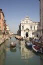 View of the streets of Venice with gondolas. Italy