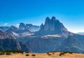 View on Three Peaks, Dolomites Royalty Free Stock Photo