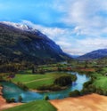 Z krásne meandrující rieka v údolie v kraj z nórsko 