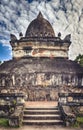Beautiful view of stupa in Wat Visounnarath. Laos. Vertical Panorama