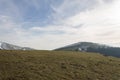 View of Subasio mountain Umbria in spring, with melting snow Royalty Free Stock Photo
