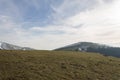 View of Subasio mountain Umbria in spring, with melting snow