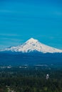 View of suburbs and snowy Mt Hood east of Portland, Oregon