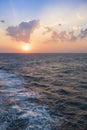 Beautiful sunset under water from the cruise ship