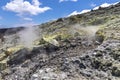 View from sulphurous fumaroles from the top of the island of Vulcano Royalty Free Stock Photo