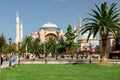 View of the Sultan Ahmet Park in front of Hagia Sophia Grand Mosque. City of Istanbul, Turkey Royalty Free Stock Photo