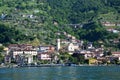 View of Sulzano from ferry on Lake Iseo, Italy Royalty Free Stock Photo