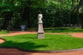 View of the Summer Garden park opened after the Covid-19 pandemic in the city center, the main fountain with many sculptures, visi