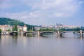 The View on summer Prague above River Vltava