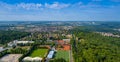 View in summer from the Stuttgart TV tower of Stuttgart Degerloch, Waldau sports grounds with American football field, state Royalty Free Stock Photo