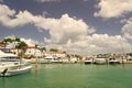 view of summer yacht in harbour. photo of summer harbour with yacht docked.