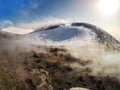 Etna Volcan-Summit crater in snowy landscape