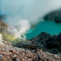 view of the summit of the crater of Ijen, Banyuwangi, East Java.