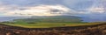 Aerial Panoramic Landscape View, Rapa Nui National Park, Easter Island Chile Royalty Free Stock Photo