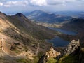 View from the summit of Mount Snowdon in the Snowdonia National Park Wales UK Royalty Free Stock Photo