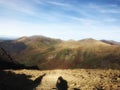 View from the summit of Mount Snowdon in Wales Royalty Free Stock Photo