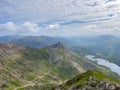View from summit of Yr Wyddfa (Snowdon) highest mountain in Wales
