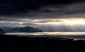 Sun rays on the Tigullio gulf - Ligurian sea - Chiavari - Italy Royalty Free Stock Photo