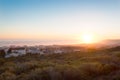 View of the sun setting over the ocean