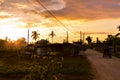 Stunning view of the sun setting over rural life on the island of Cebu, Philippines Royalty Free Stock Photo