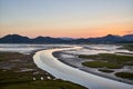 View of the Suncheonman Bay Wetland Reserve in South Korea during dusk
